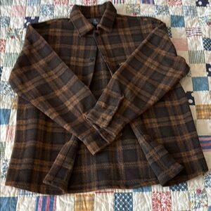 Brown Plaid Button-Up Shirt